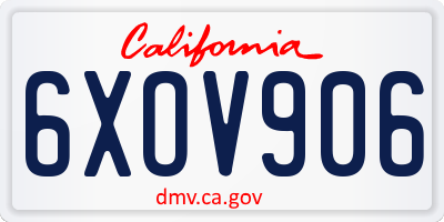 CA license plate 6XOV906