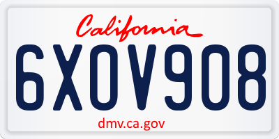 CA license plate 6XOV908
