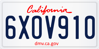 CA license plate 6XOV910