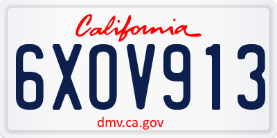 CA license plate 6XOV913