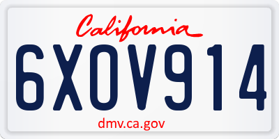 CA license plate 6XOV914