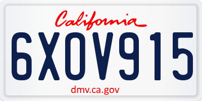 CA license plate 6XOV915