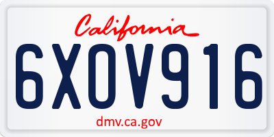 CA license plate 6XOV916