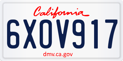 CA license plate 6XOV917