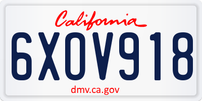 CA license plate 6XOV918