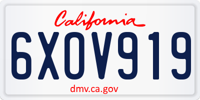 CA license plate 6XOV919