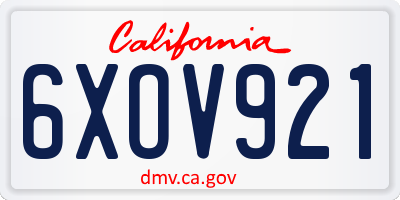 CA license plate 6XOV921