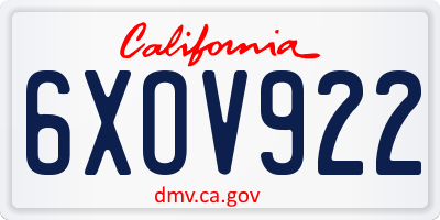 CA license plate 6XOV922