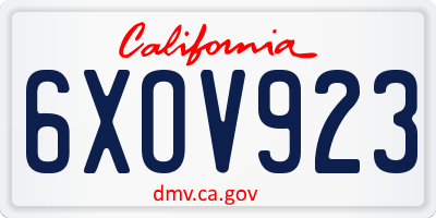 CA license plate 6XOV923