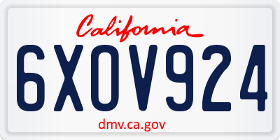 CA license plate 6XOV924