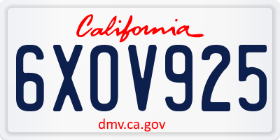 CA license plate 6XOV925