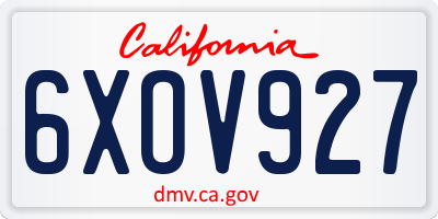 CA license plate 6XOV927