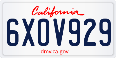 CA license plate 6XOV929