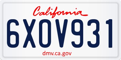 CA license plate 6XOV931