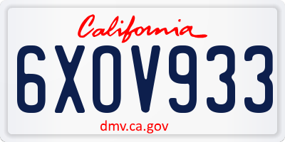CA license plate 6XOV933