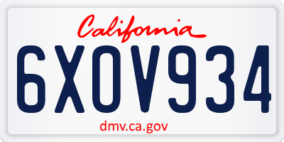 CA license plate 6XOV934
