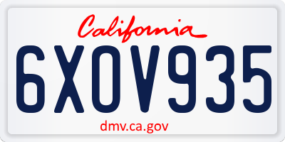 CA license plate 6XOV935