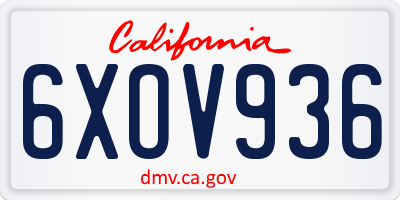 CA license plate 6XOV936