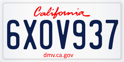 CA license plate 6XOV937