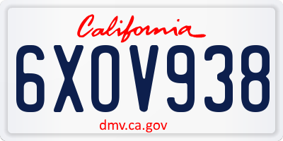 CA license plate 6XOV938