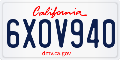CA license plate 6XOV940