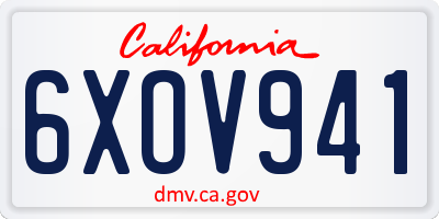 CA license plate 6XOV941