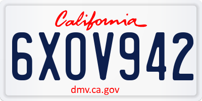 CA license plate 6XOV942