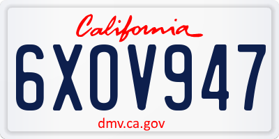 CA license plate 6XOV947