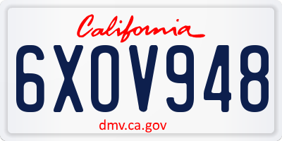 CA license plate 6XOV948