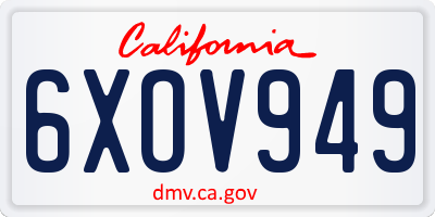 CA license plate 6XOV949