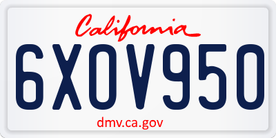 CA license plate 6XOV950