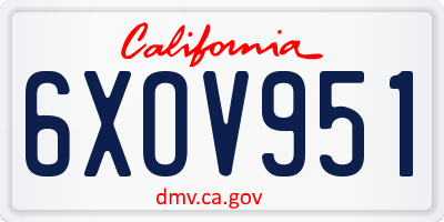 CA license plate 6XOV951