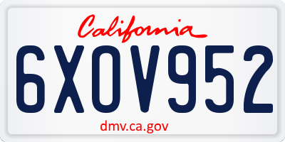 CA license plate 6XOV952