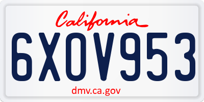 CA license plate 6XOV953