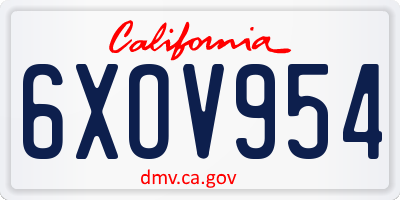 CA license plate 6XOV954
