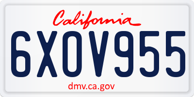CA license plate 6XOV955