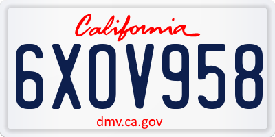 CA license plate 6XOV958