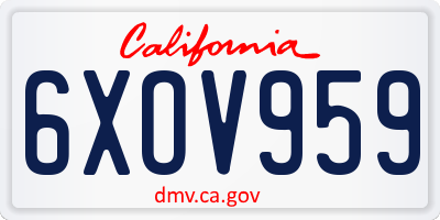CA license plate 6XOV959