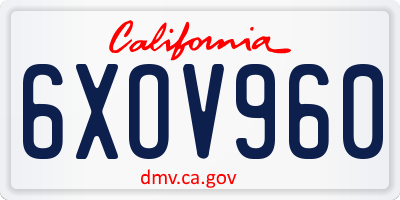 CA license plate 6XOV960