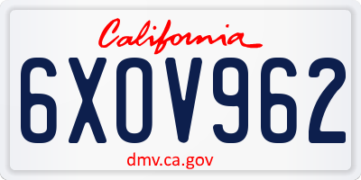 CA license plate 6XOV962
