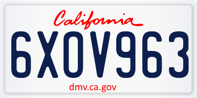 CA license plate 6XOV963