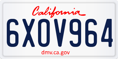 CA license plate 6XOV964