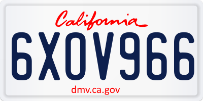 CA license plate 6XOV966