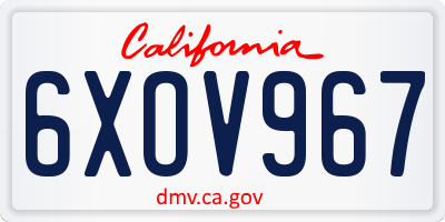 CA license plate 6XOV967