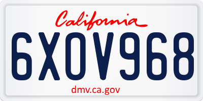 CA license plate 6XOV968