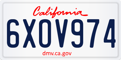 CA license plate 6XOV974