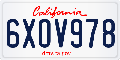 CA license plate 6XOV978