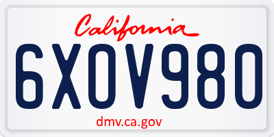 CA license plate 6XOV980
