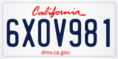 CA license plate 6XOV981