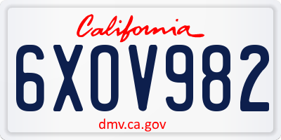 CA license plate 6XOV982
